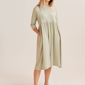 Kotn Longsleeve Babydoll Dress Moss NWT